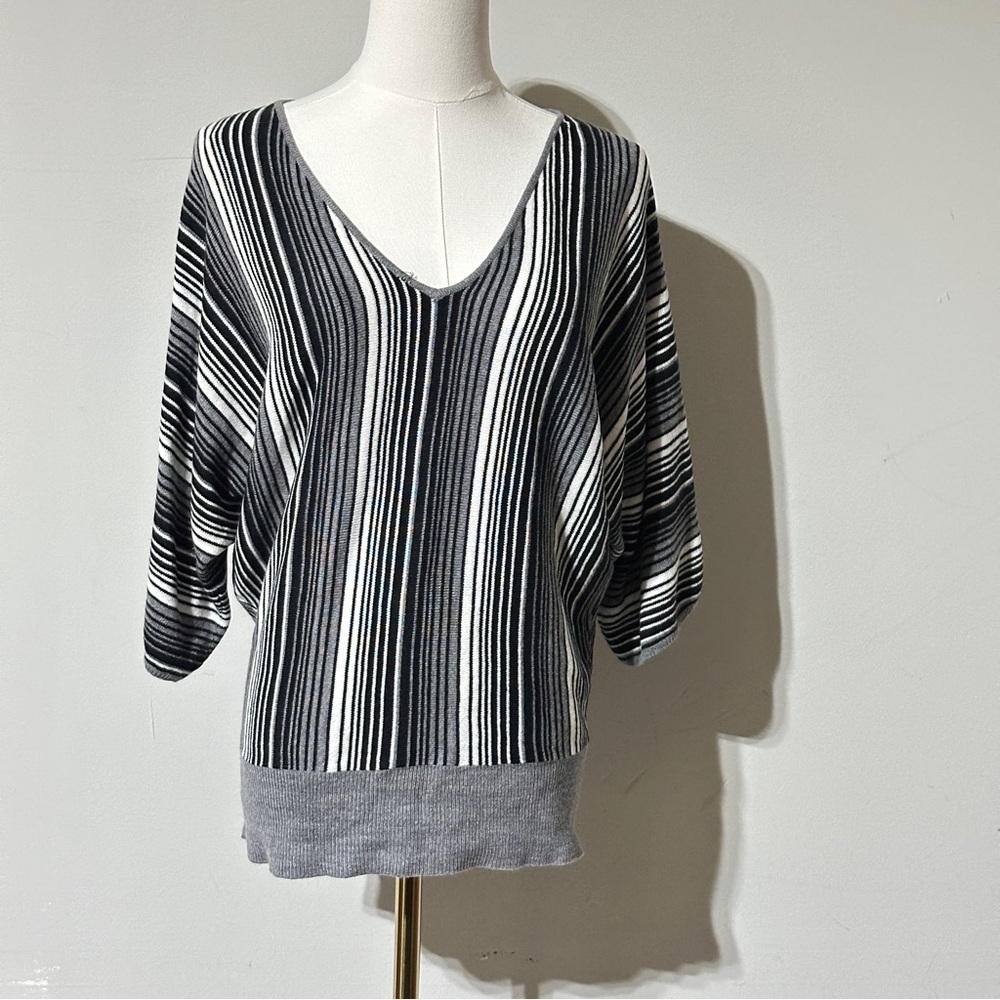 👉 New York & Company Black and Gray Striped Sweater